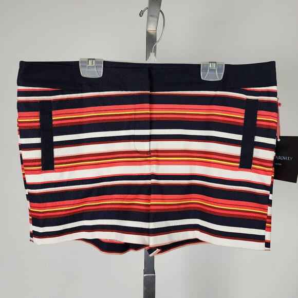 Cynthia Rowley Blue & Red Cotton Stripped Shorts Size 12 - Picture 1 of 8